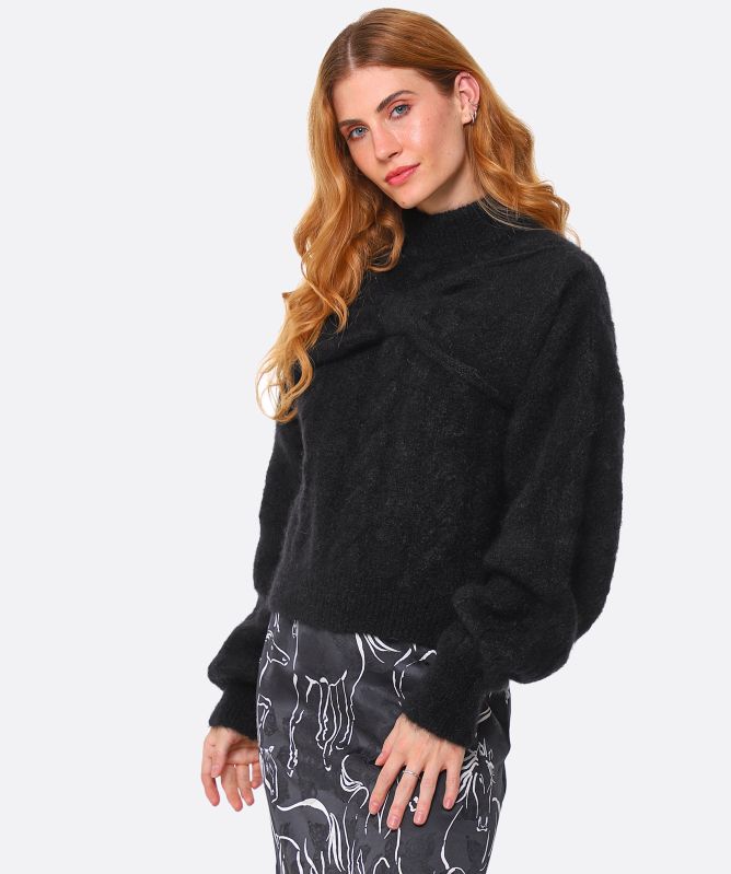 Hayley Menzies Winona Mohair Cable Knit Bow Sweater