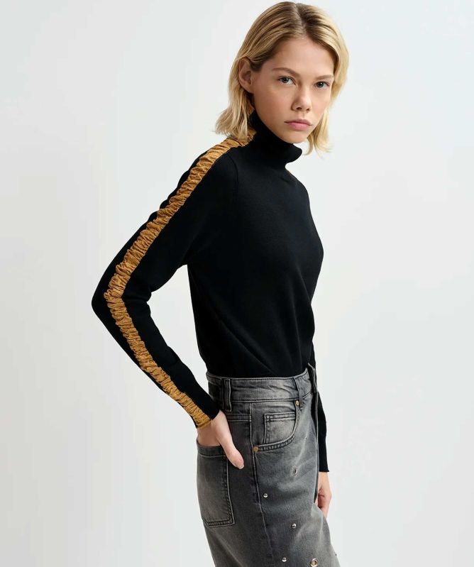 Essentiel Antwerp Gertini Tape Trim Turtleneck Sweater