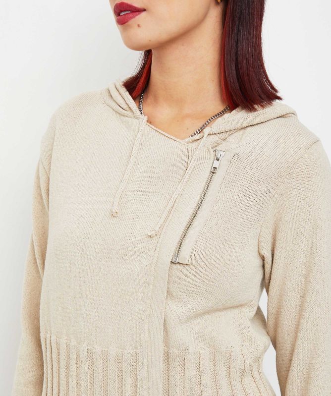 Lurdes Bergada Hooded Knit Zip Cardigan
