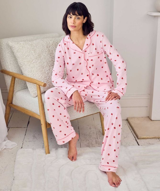 Chelsea Peers Ditsy Strawberry Long Pajamas