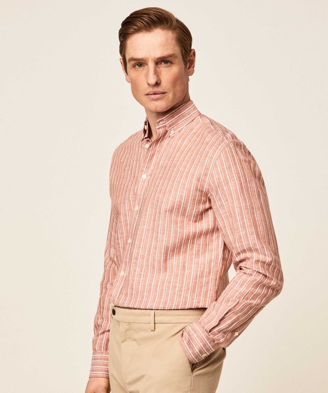 Hackett Slim Fit Linen Striped Shirt