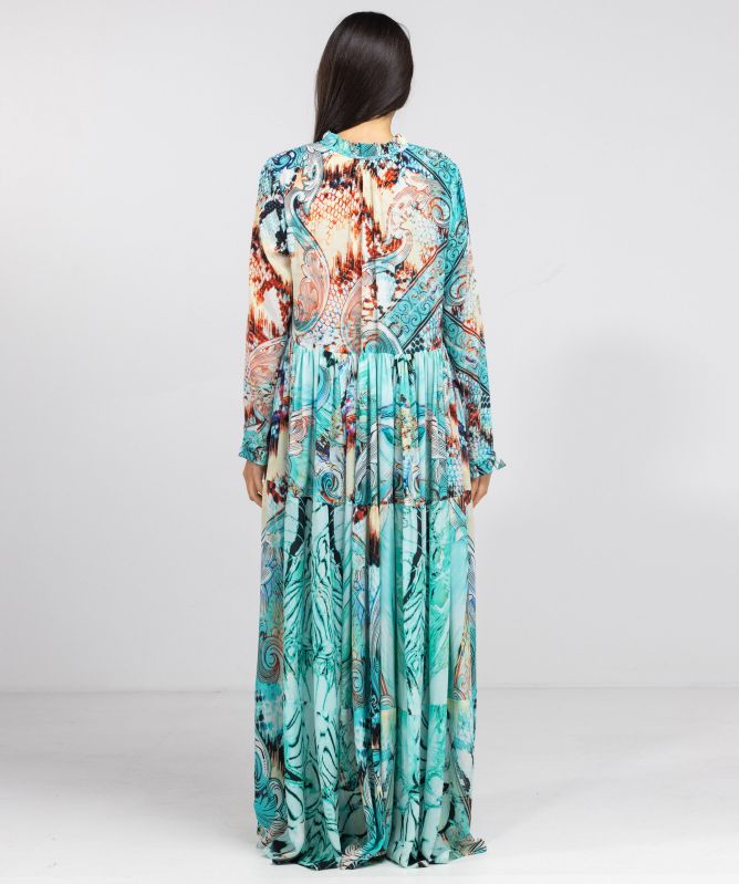 Inoa Gold Coast Silk Long Sleeve Maxi Dress
