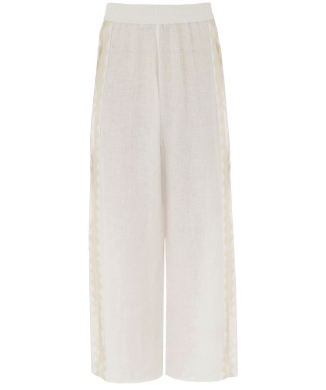 Greek Archaic Kori Feather Linen Pants