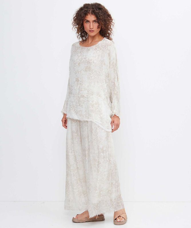 Sanctamuerte Paisley Print Wide Leg Trousers