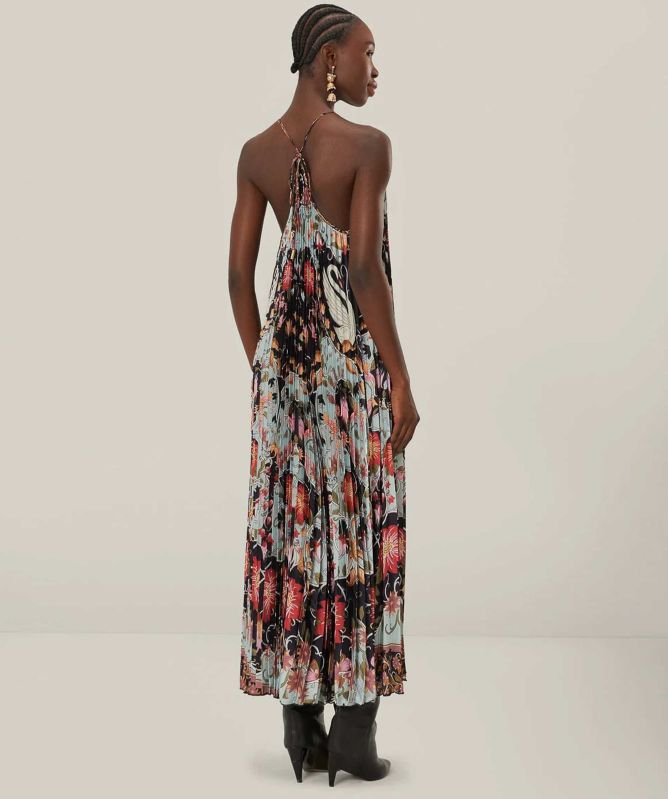 FARM Rio Flowing Beauty Pleated Midi Dress