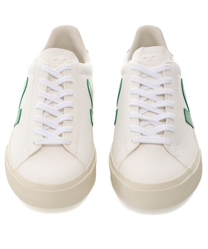 Veja Men's White & Green ChromeFree Leather Campo Sneakers