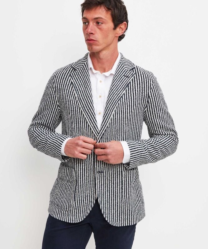 Circolo 1901 Slim Fit Textured Striped Blazer