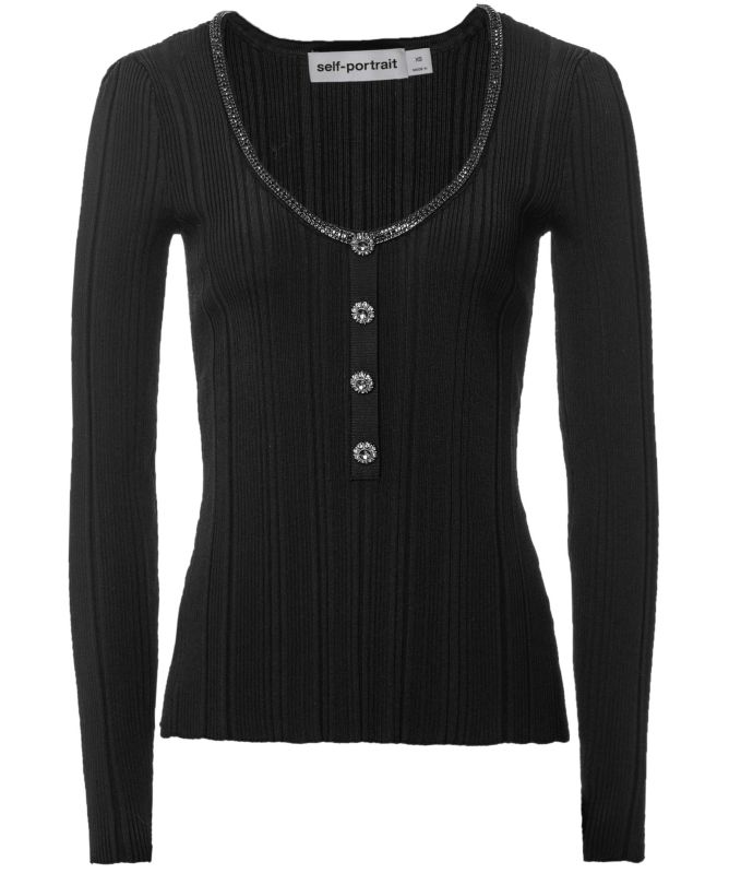 Self-Portrait Embellished Knit Top