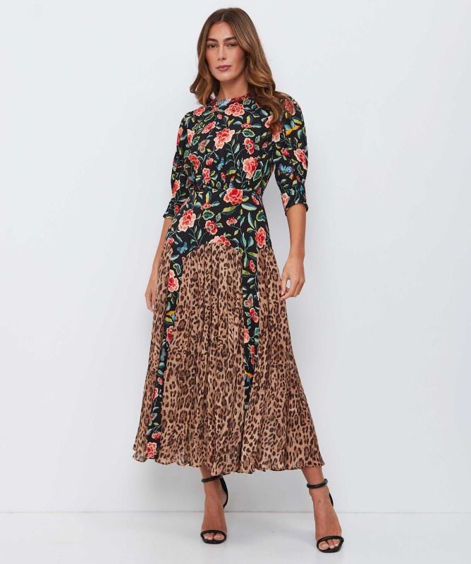 RIXO Meg Floral Panel Midi Dress