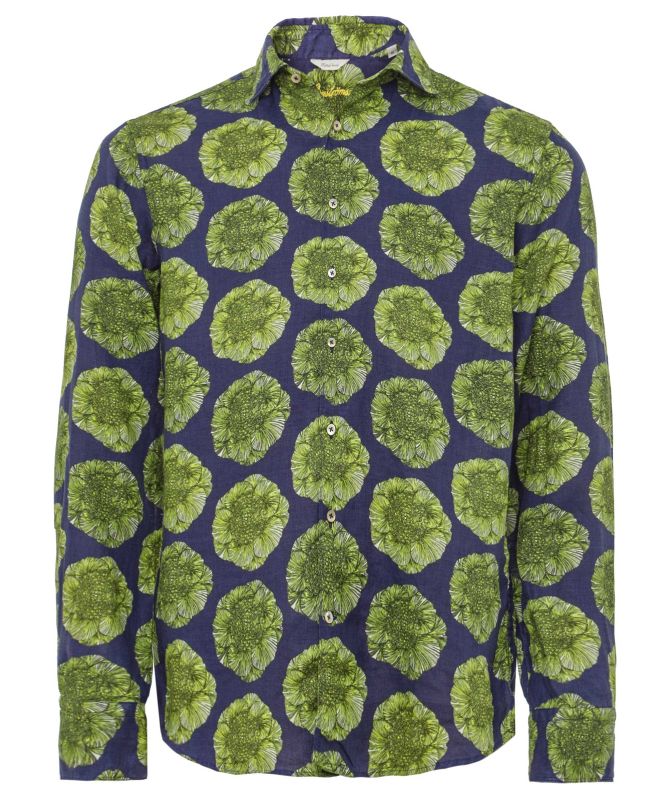 Stenstroms Fitted Body Linen Cabbage Shirt