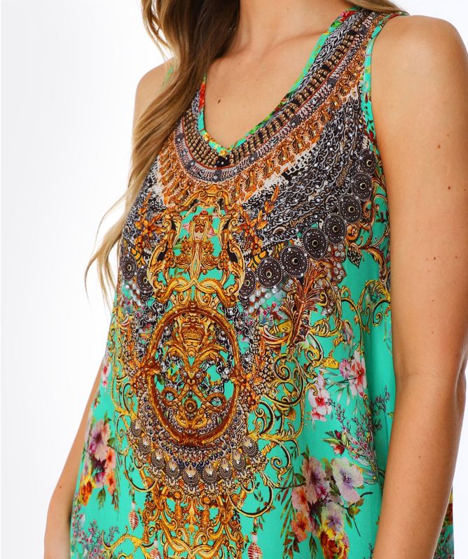 Inoa Chartreuse Silk Sleeveless Maxi Dress