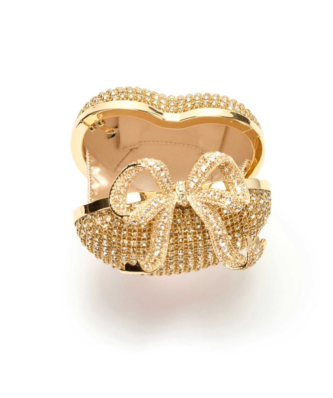 Self-Portrait Gold Crystal Heart Clutch