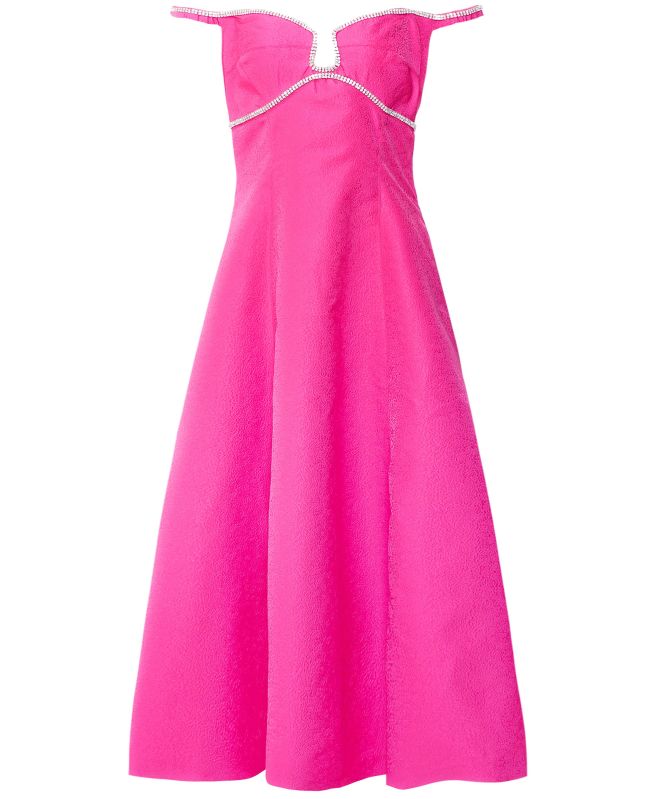 Self-Portrait Textured Diamante Midi Dress