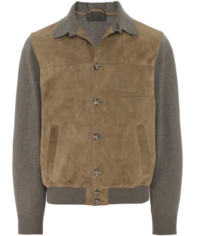 Jack Leathers Suede Knit Bomber Jacket