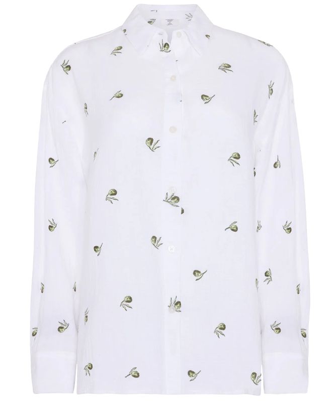 Chelsea Peers Embroidered Olive Print Shirt