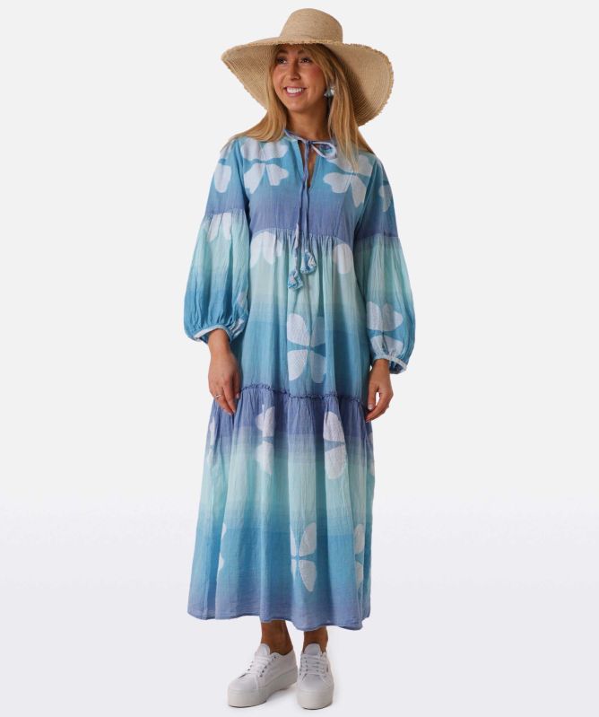 chiffon maxi dress for beach wedding Draped chiffon maxi dress 38 (FR) / Turquoise