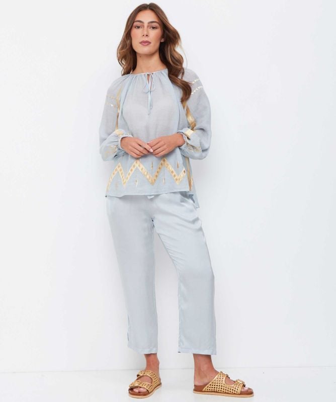 Greek Archaic Kori Embroidered Blouse