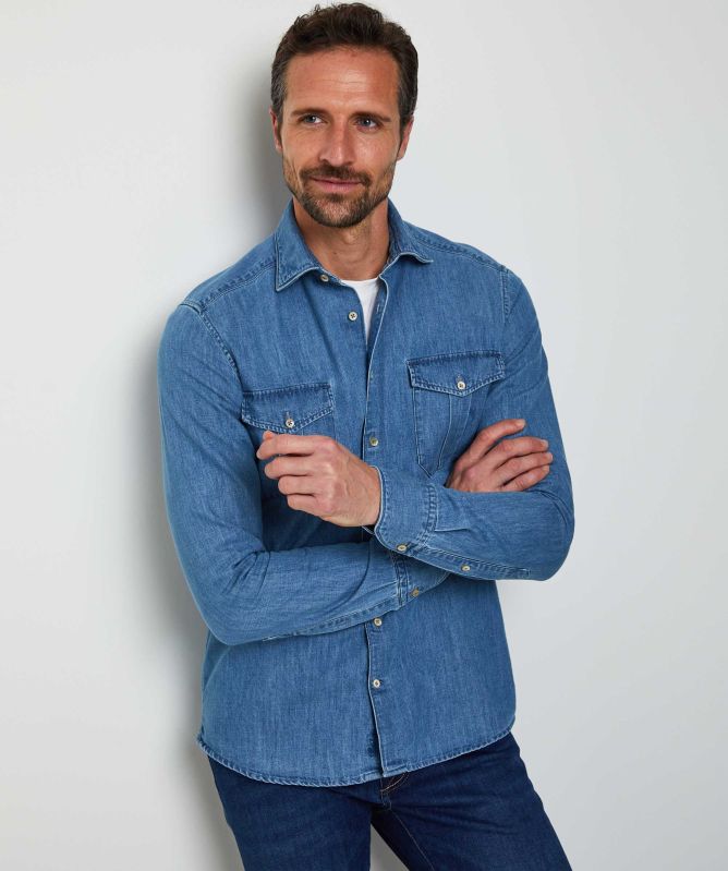 Stenstroms Slimline Denim Pocket Shirt