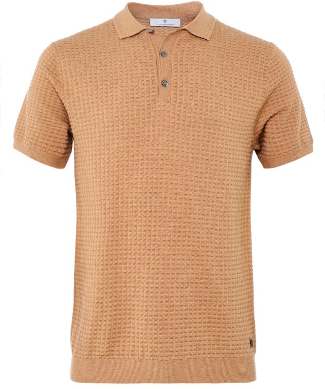Thomas Maine Cotton Cashmere Waffle Polo Shirt