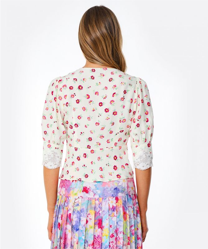 RIXO Amanda Buttercup Lace Insert Top