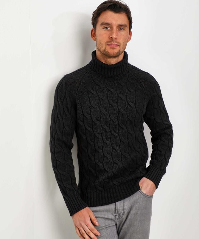 Gran Sasso Wool Cable Knit Turtleneck Jumper