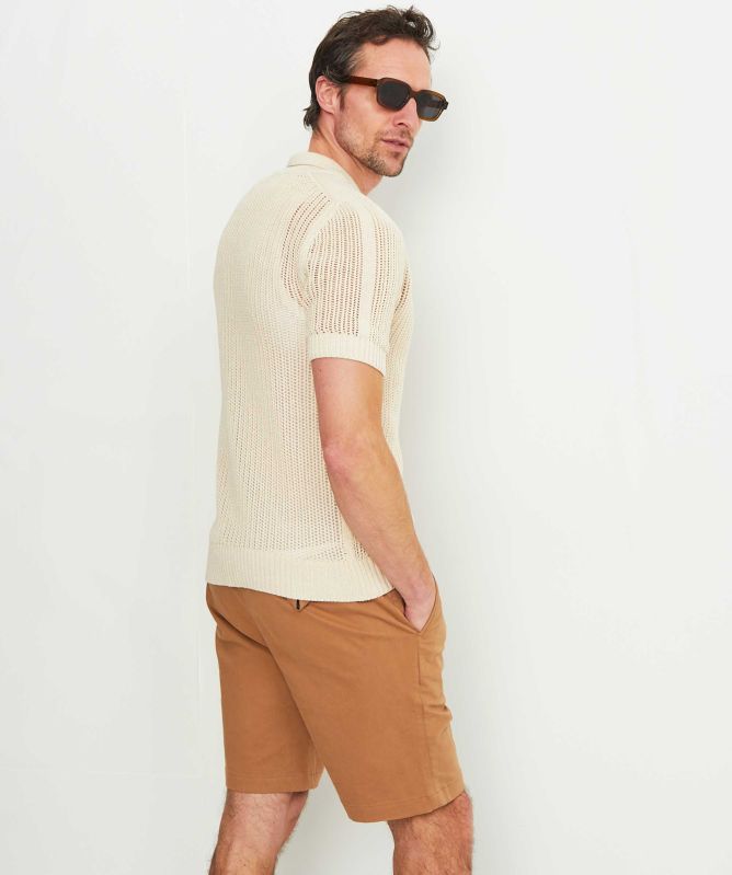 Seinse Knitted Button-Through Polo Shirt