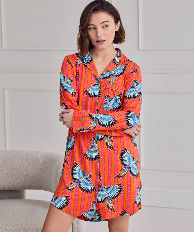 Chelsea Peers Parrot Stripe Print Nightshirt