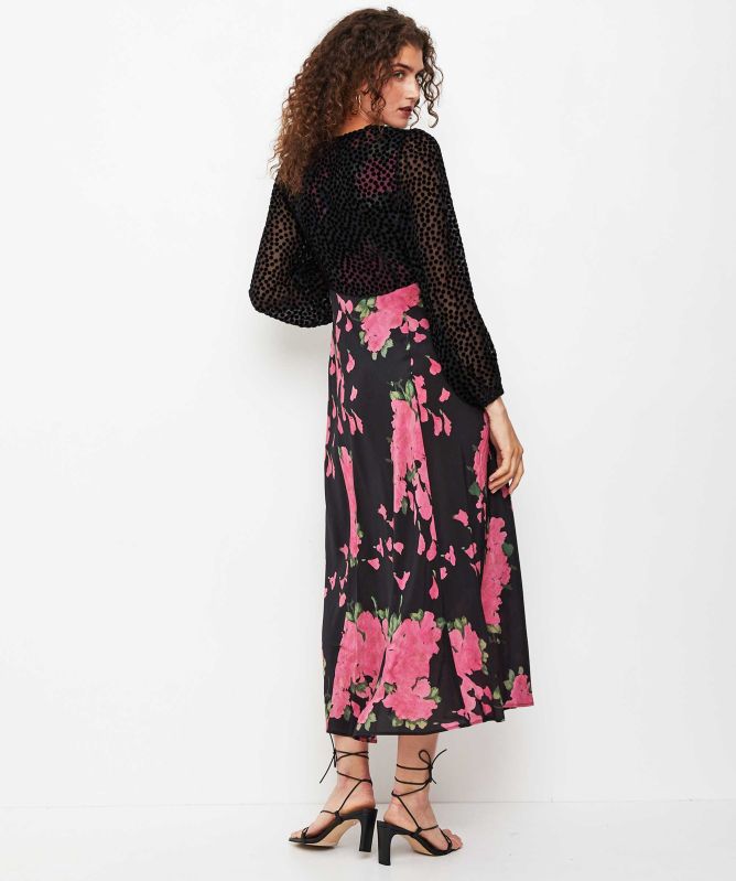 RIXO Melanie Silk Midi Dress