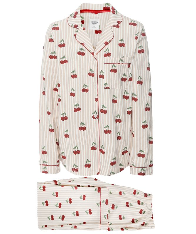 Chelsea Peers Cherry Stripe Print Long Pajamas
