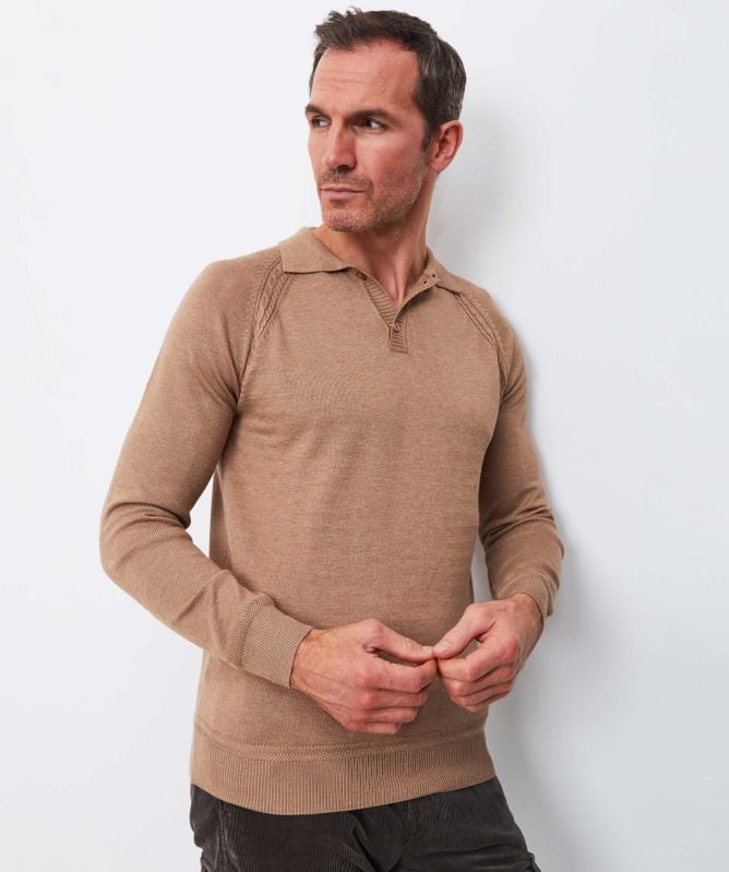 Seinse Long Sleeve Knitted Polo Shirt