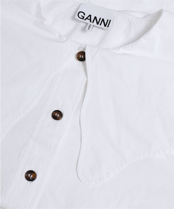 GANNI Cotton Poplin Collared Blouse