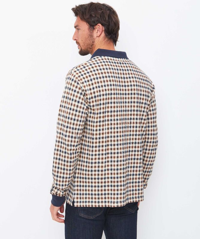 Aquascutum Long Sleeve Club Check Polo