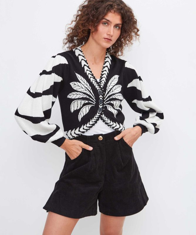 FARM Rio Palms Graphic Knit Cardigan