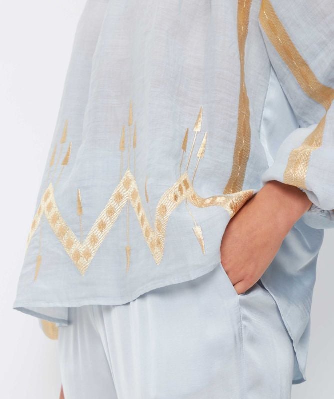 Greek Archaic Kori Embroidered Blouse