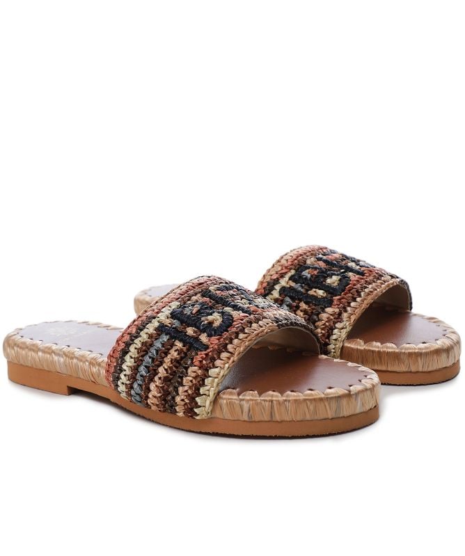 De Siena Ibiza Striped Raffia Resort Sliders