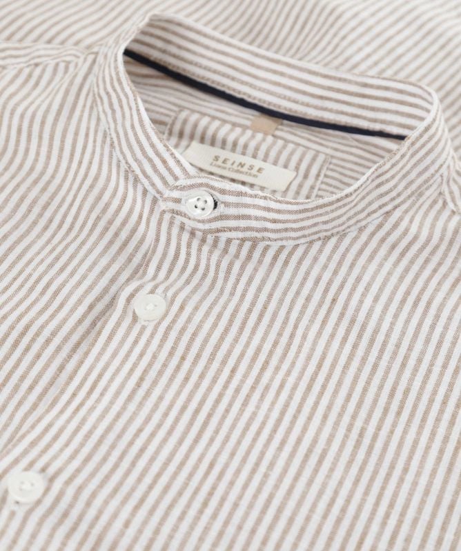 Seinse Cotton Linen Striped Grandad Shirt