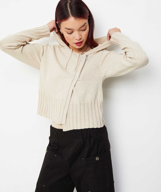 Lurdes Bergada Hooded Knit Zip Cardigan