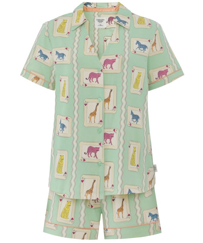 Chelsea Peers Playing Card Animals Print Short Pajamas
