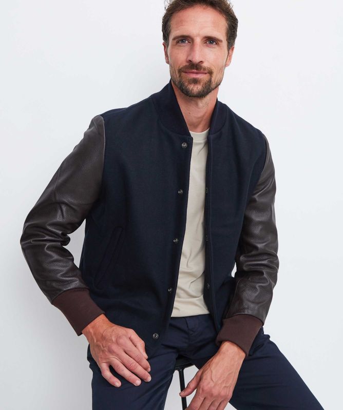 Jacob Cohen Leather Wool Bomber Jacket