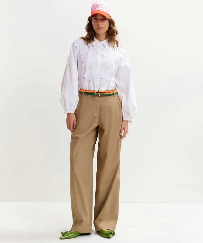 Essentiel Antwerp Joella Cotton Shirt With Appliqué Flowers