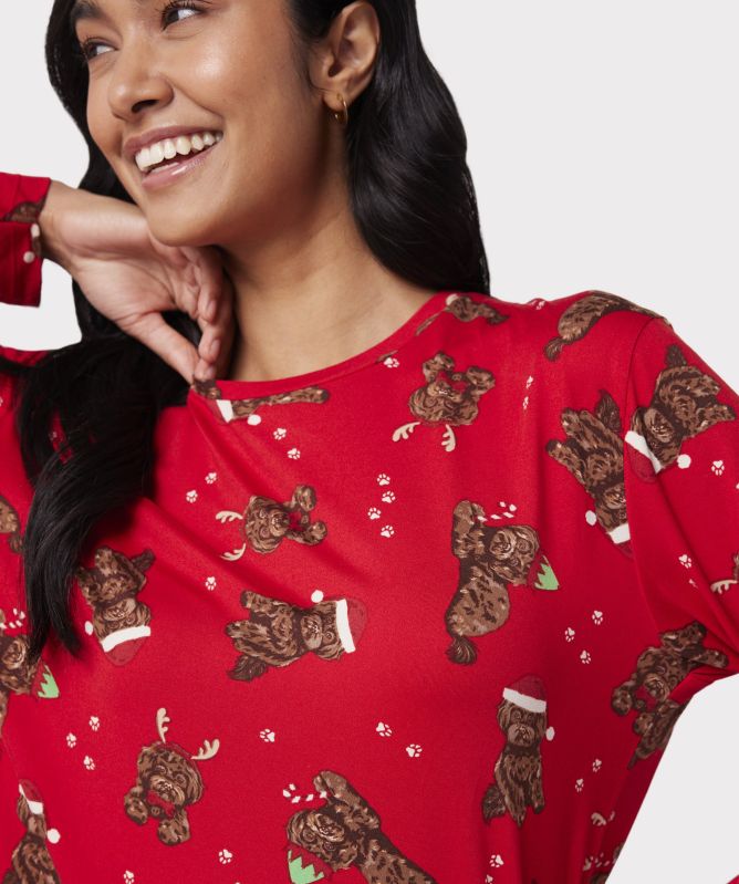 Chelsea Peers Christmas Cockapoo Print Long Pajamas