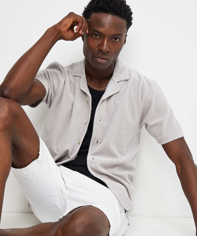 unfeigned Button-Down Velour Polo Shirt