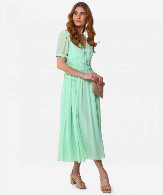 Self-Portrait Green Chiffon Midi Dress | Jules B