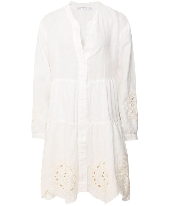 Greek Archaic Kori Linen Embroidered Daisy Mini Dress