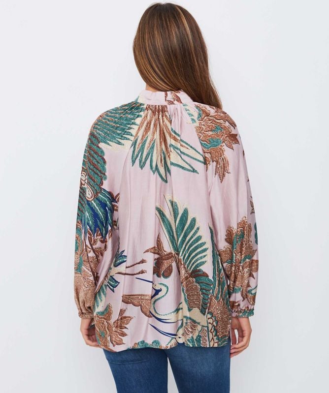 One Hundred Stars Crane Pussy Bow Blouse