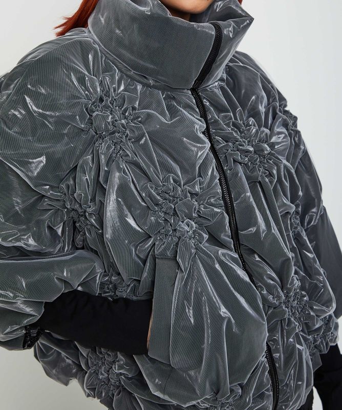 Bize Ruched Collar Zip Jacket