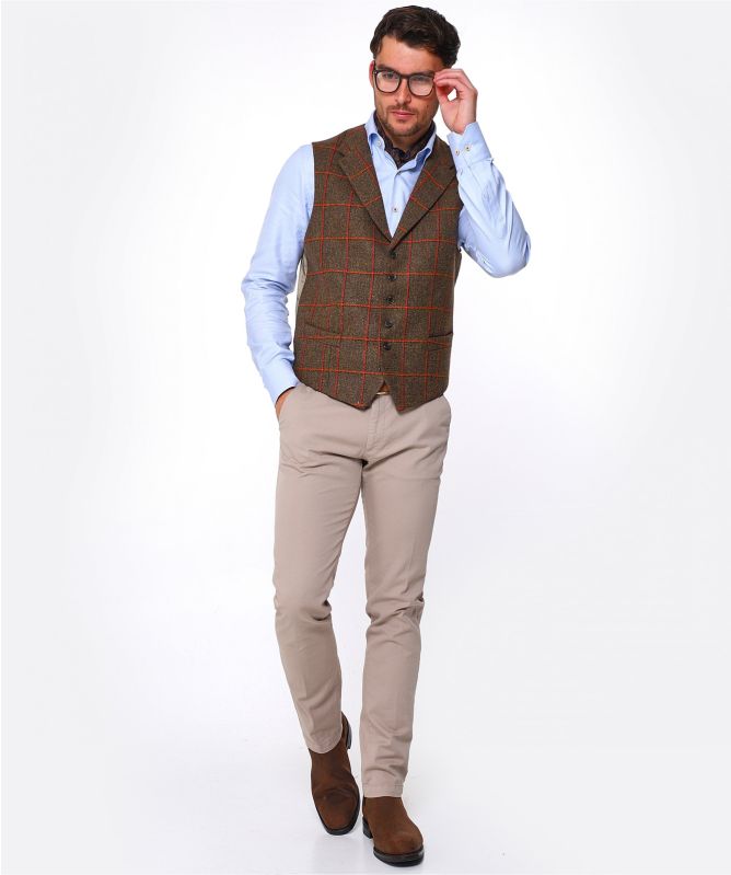 J. Blades Wool Windowpane Check Vest