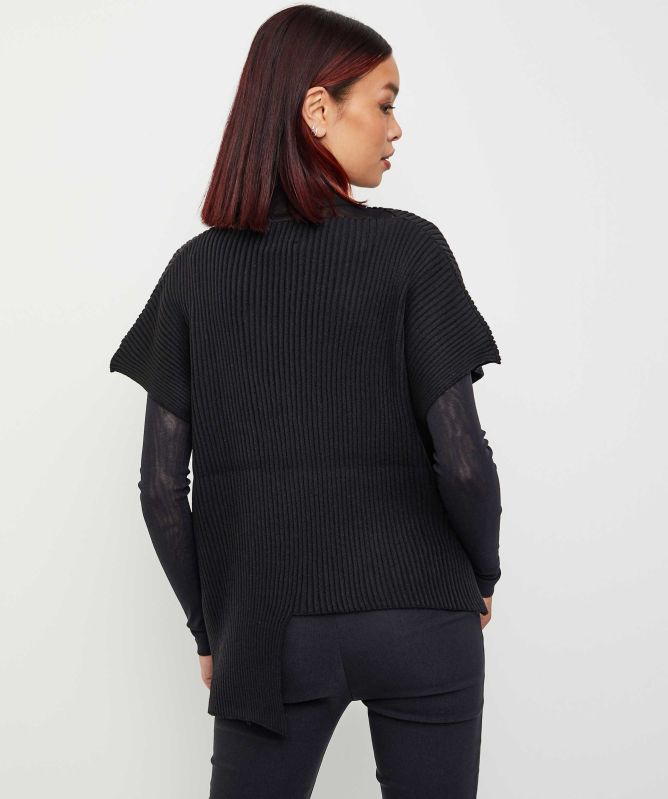 Bize Rib-Knit Poncho Jumper