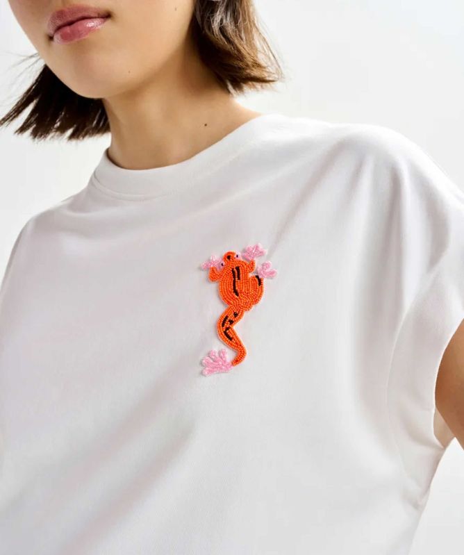 Essentiel Antwerp Jungala Bead Embroidered T-Shirt