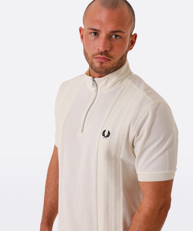 トップス FRED PERRY Ribbed Polo Shirt Ribbed Polo Shirt - Snow White | Women's Polo Shirts | Polo